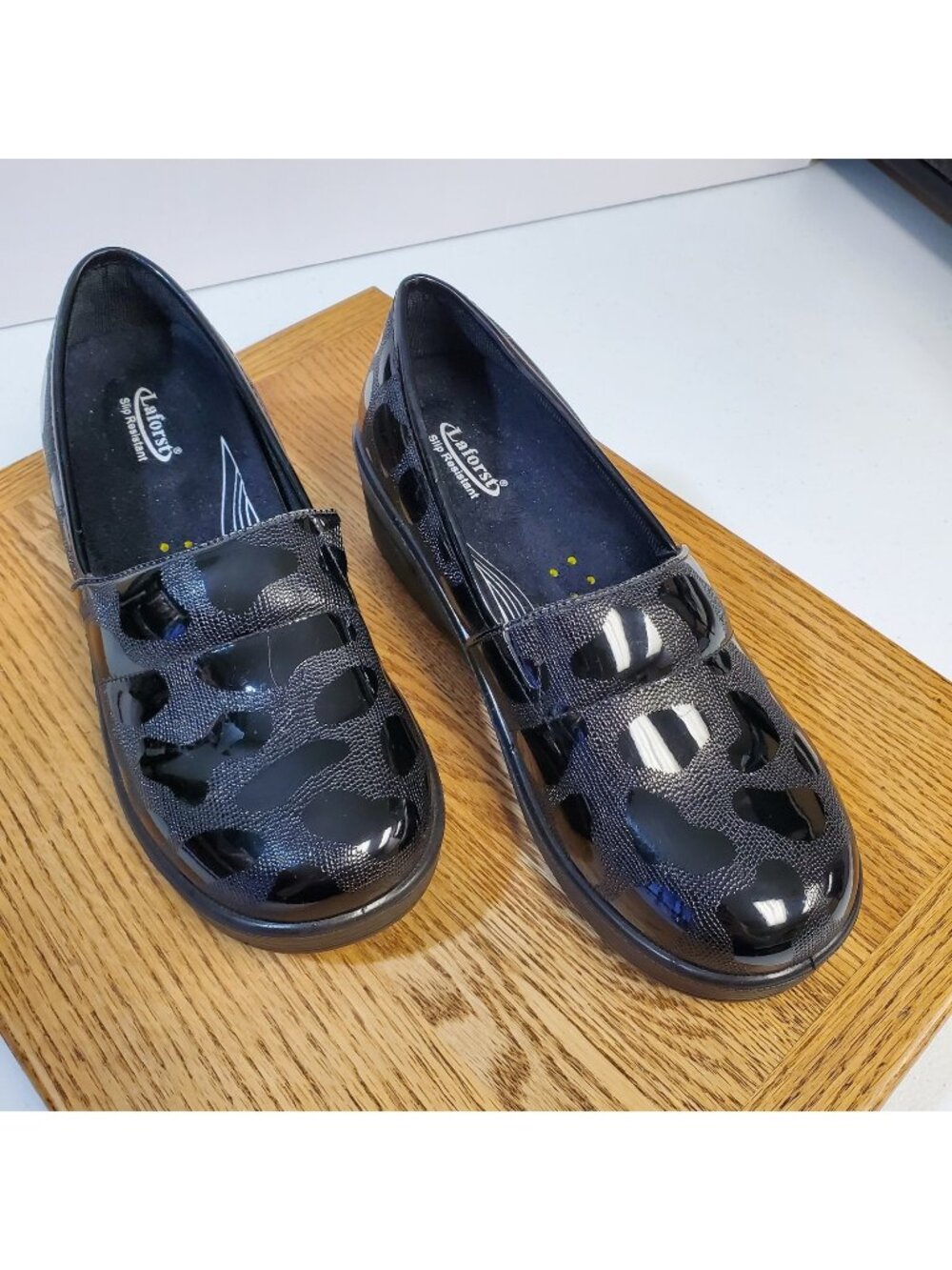 Laforst Shoes Womens Size 8 Black Slip Resistant Loafers Comfort Work 7024-41